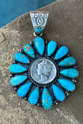 Anna Spencer Kingman Cluster Liberty Dime Pendant