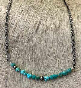 Turquoise Nugget Bar Necklace