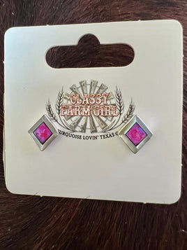 Pink Opal & MOP Diamond Stud Earrings