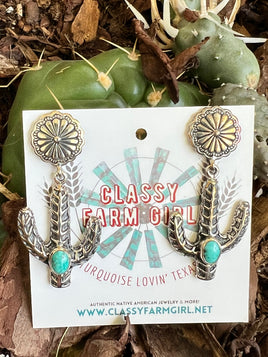 Cactus Turquoise Drop Earrings