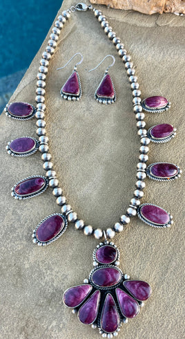 Pansy Johnson Purple Spiny Cluster Lariat & Earrings