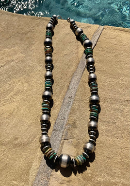 Chimney Butte Pearl, Saucer & Turquoise Nugget Necklace