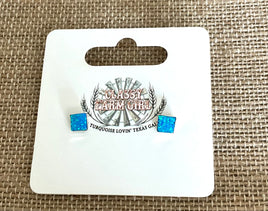 Maryann Meha Blue Flash Opal Square Drop Stud Earrings