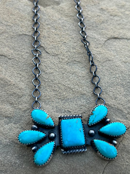 M Begay Kingman Cluster Necklace