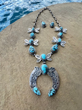 Mark Yazzie Blue Moon Squash & Earrings