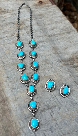 Freda Martinez Kingman Lariat & Earrings Set