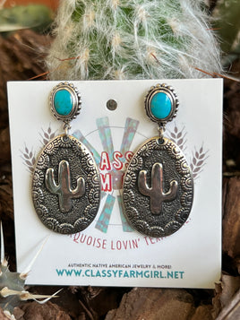 Cactus Turquoise Drop Earrings