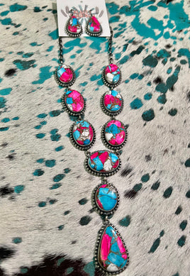 Mary Ann Spencer Cotton Candy Lariat & Earrings