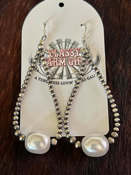 Fresh Water Pearls & Beaded Hoop Earrings