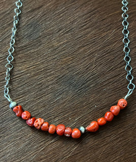 Coral Nugget Bar Necklace