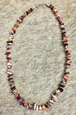Silver Star Purple Spiny Nugget & Beaded Necklace