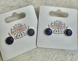 Charoite Round Stud Earrings