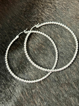 Hoop Beaded Sterling Silver Earrings