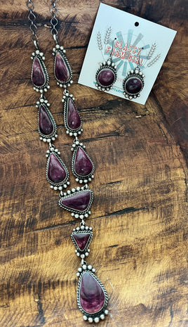 Mary Ann Spencer Purple Spiny Lariat & Earrings