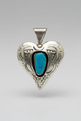 Shirley Skeets Turquoise Shadow Box Heart Pendant