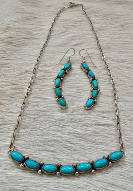 Robert Yazzie Turquoise Bar Necklace and Earring