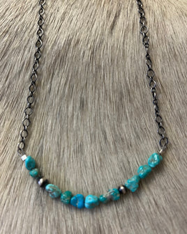 Turquoise Nugget Bar Necklace