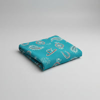 
              Turquoise Hat Feather Mesh Top
            
