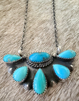 Mel Benally Kingman Half Cluster Necklace