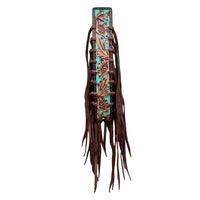 
              Turquoise & Tooled Leather Fringe Bracelet
            