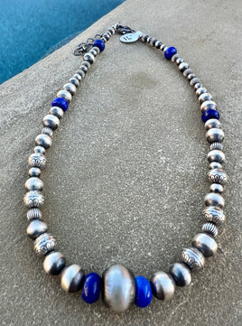 Lapis Graduated Pearl Necklace