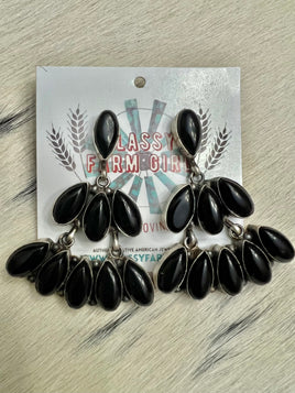 Anna Spencer Black Onyx Chandelier Earrings