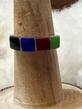 Robert Kanesta Multi Stone Zuni Inlay Band Ring