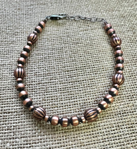 Copper Fluted & Bead Bracelet