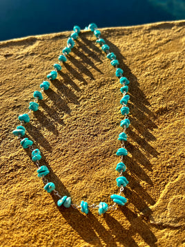 Turquoise Nugget Rosary Necklace