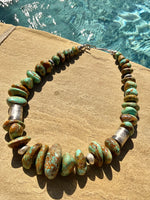 
              Daniel Coriz Kingman Nugget & Handmade Pearl Barrel Bead Necklace
            