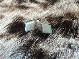 Maryann Meha White Opal Diamond Drop Stud Earrings