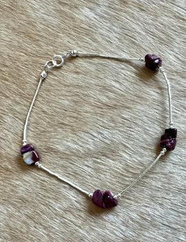Purple Spiny Nugget & Liquid Silver Anklet