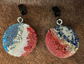 *Queen Bee Red, White & Blue Round Clip Freshie (Set of 2)