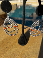 
              Graduated Pearl & Orange Spiny Triple Hoop Earrings
            