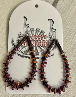 Jeanette Calabaza Purple Spiny Nugget & Heishi Hoop Earrings