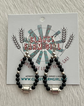 Larry Curley Onyx Barrell Beaded Earrings