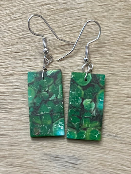 Jameson Pete Green Turquoise Slab Hook Earrings