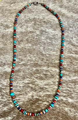 Multi Color Fluted Pearl, Saucer, & Graduated Beaded Necklace