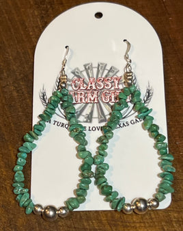 Ella Mae Garcia Turquoise Nugget & Beaded Hoop Earrings
