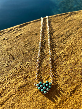 ML Perry Turquoise Heart Cluster Necklace