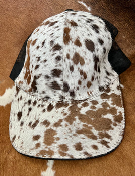 Cowhide Black Mesh Back Ball Cap