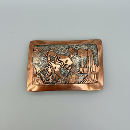 Elaine Becenti Copper Storyteller Belt Buckle