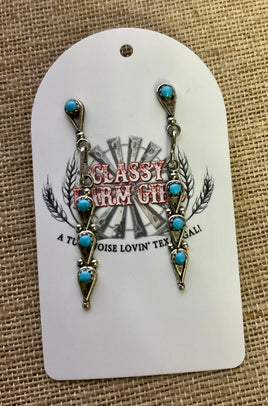 Ana Bowannie Turquoise Snake Eye Zuni Dangle Earrings