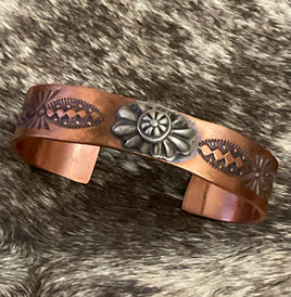 Delbert Secatero Copper & Sterling Silver Concho Cuff