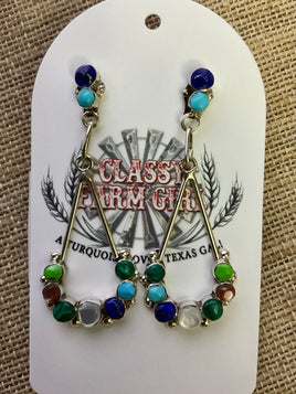 Erma Esalalio Multi Stone Zuni Dangle Earrings