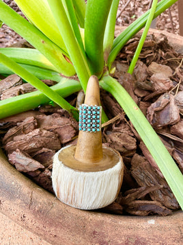 Stephen Halo Turquoise 6 Row Snake Eye Zuni Band Ring