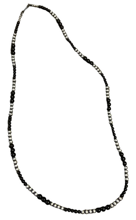 Onyx & SS Beaded Necklace