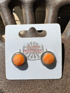Esther White Orange Spiny Earrings