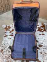 
              Burn Tooled Leather Rolling Suitcase
            