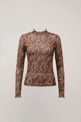 Boot Stitch Brown Mesh Top